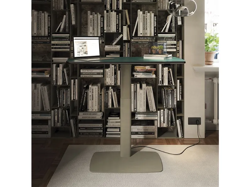 Scrivania Operativa in pelle e metallo Runner Leather di Cattelan Italia