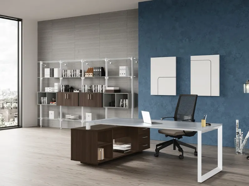 Scrivania Direzionale in Vetro Stratos Plus di Compir