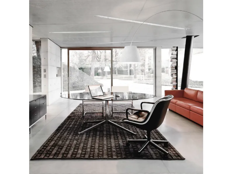 Scrivania Direzionale Florence Knoll Table Desk in vetro di Knoll