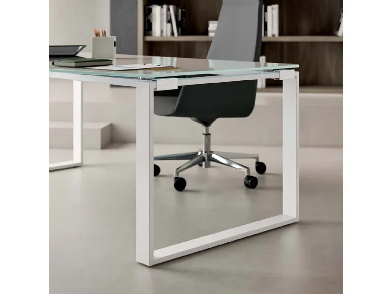 Scrivania Direzionale X-Time Work Glass di Quadrifoglio