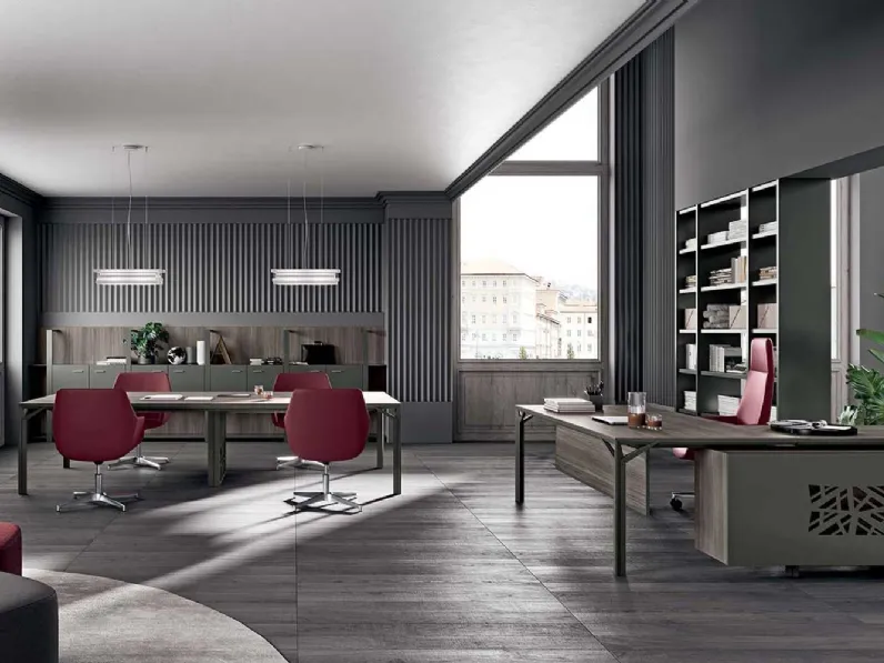 Scrivania Direzionale X8 in melaminico con base in metallo di Quadrifoglio