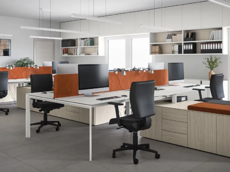 Scrivania Operativa 06B in melaminico e metallo di Cinquanta3