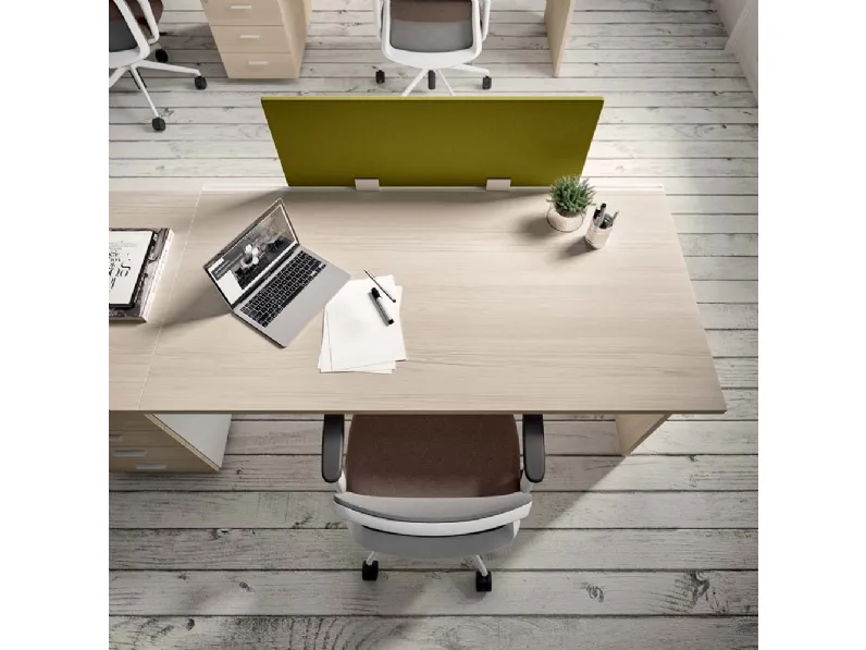 Scrivania Operativa sagomata Idea+ Pannello di Quadrifoglio