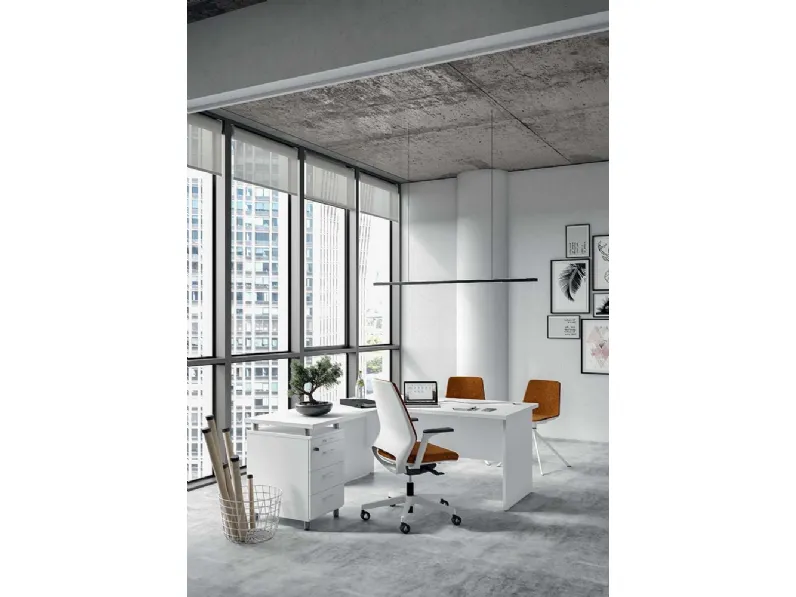 Scrivania Operativa sagomata Idea+ Pannello di Quadrifoglio