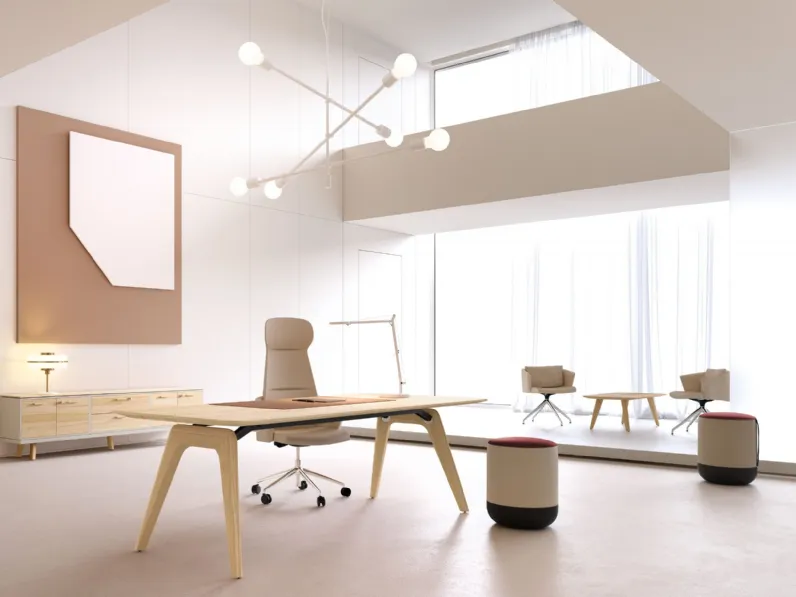 Scrivania direzionale in rovere Rail di Bralco