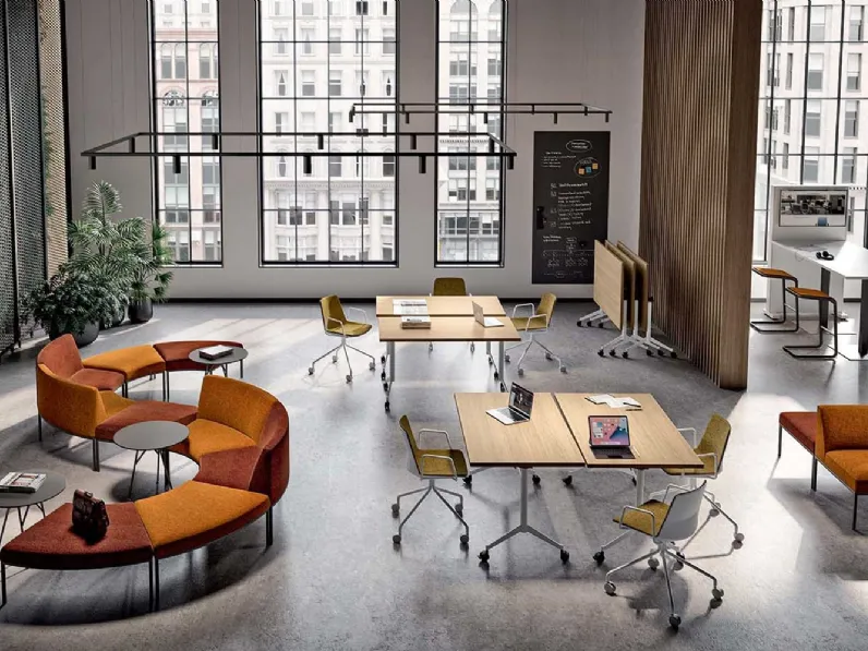 Scrivania per sala riunioni pieghevole in melaminico Rovere di Quadrifoglio