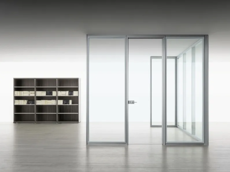 Parete divisoria Sealed in vetro con telaio in alluminio di Citterio Office