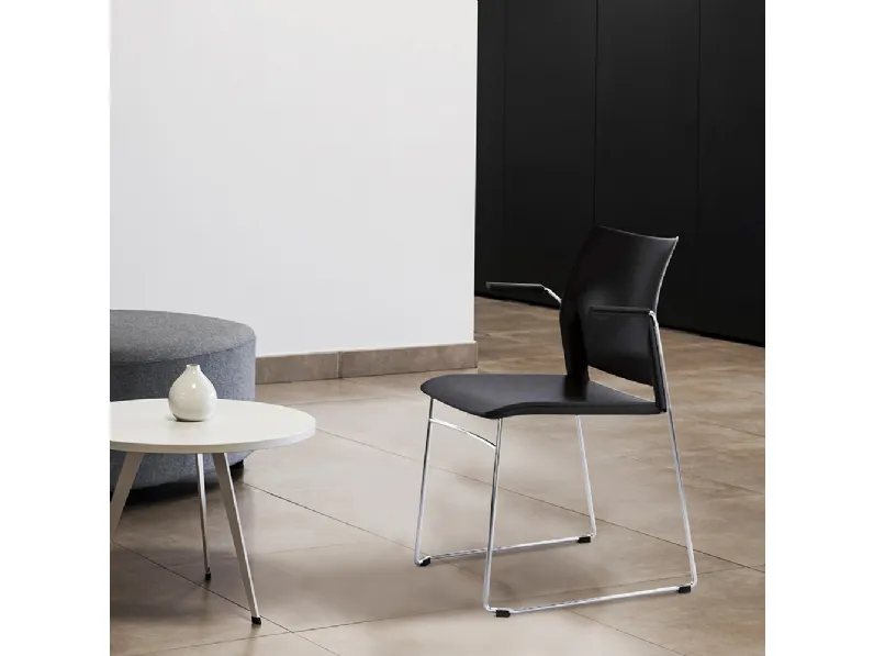 Seduta Ospiti Speed in polipropilene e acciaio cromato di Compir