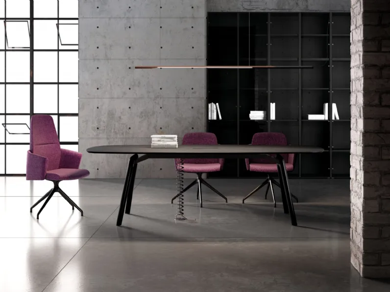 Tavolo Rail Meeting in legno di rovere di Bralco