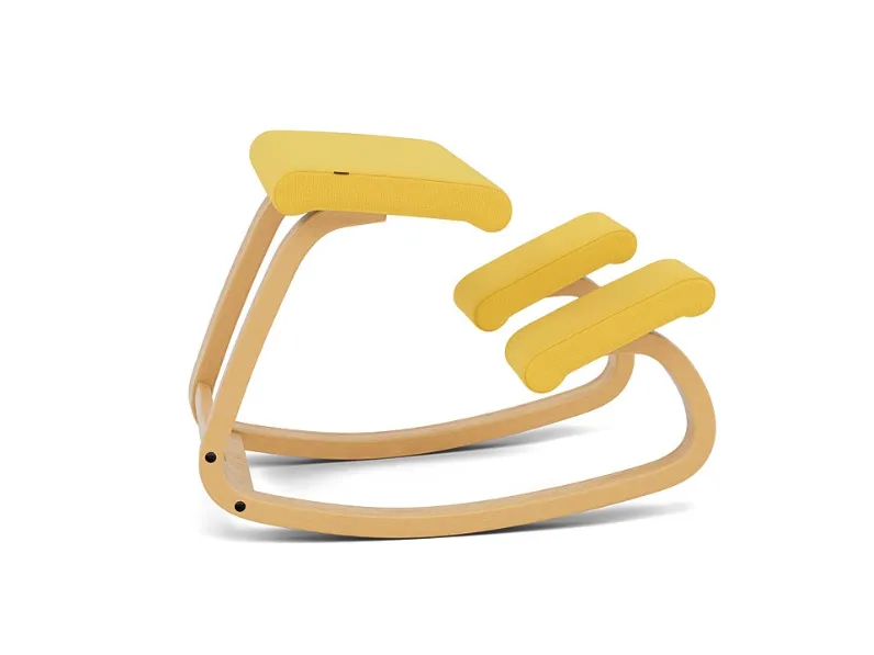 Sedia ergonomica a dondolo in legno e tessuto Variable di Varier