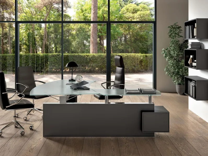 Mobile Ufficio Vela piano Day in vetro acidato di Walco