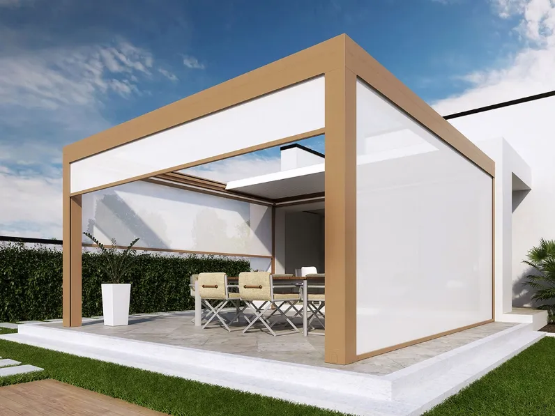 Pergola bioclimatica Diesis R addossata 01 di Dirello