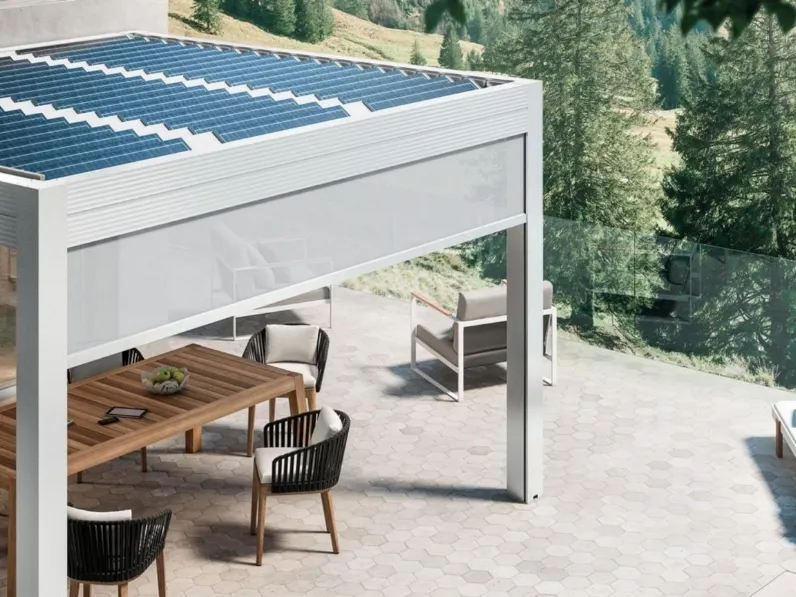 Pergola bioclimatica fotovoltaica addossata Energy di Gibus