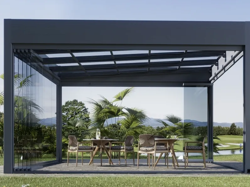 Pergola bioclimatica a isola Nesos di Protezioni