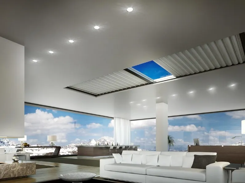 Pergola con copertura con telo scorrevole ad impacchettamento per la schermatura di grandi giardini d’inverno e lucernari Skylight di Dirello