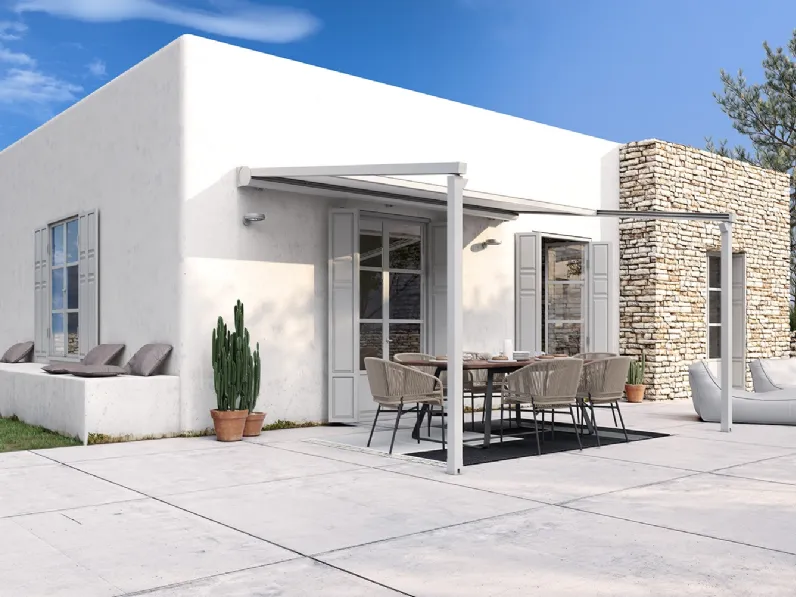 Pergola addossata Hydra con telo avvolgibile di Ke Outdoor