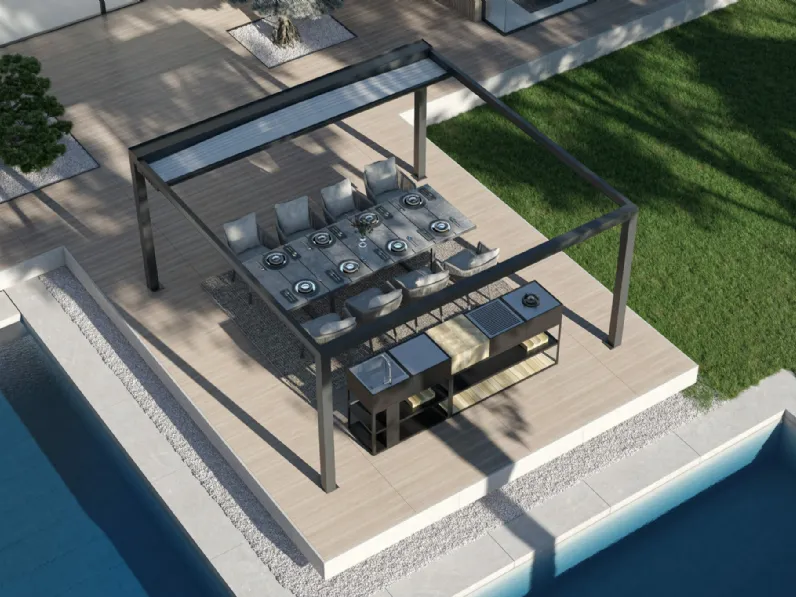 Pergola a isola con tetto scorrevole Keplan di Ke Outdoor