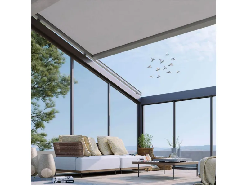 Pergola Skyline con telo tensionato anti vento di Pronema