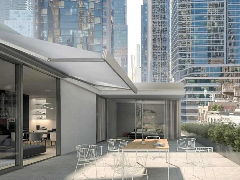 Tenda da sole a bracci con cassonetto dal design unico Txt di Gibus