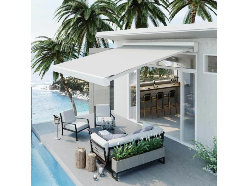 Tenda da sole Vibe con cassonetto compatto e luce a Led di Pronema